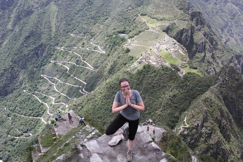 Tourist on the summit of Huayna Picchu
