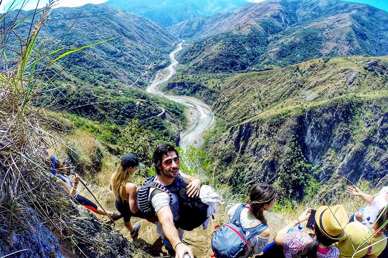 Inca Jungle Tourists doing the Inca Jungle