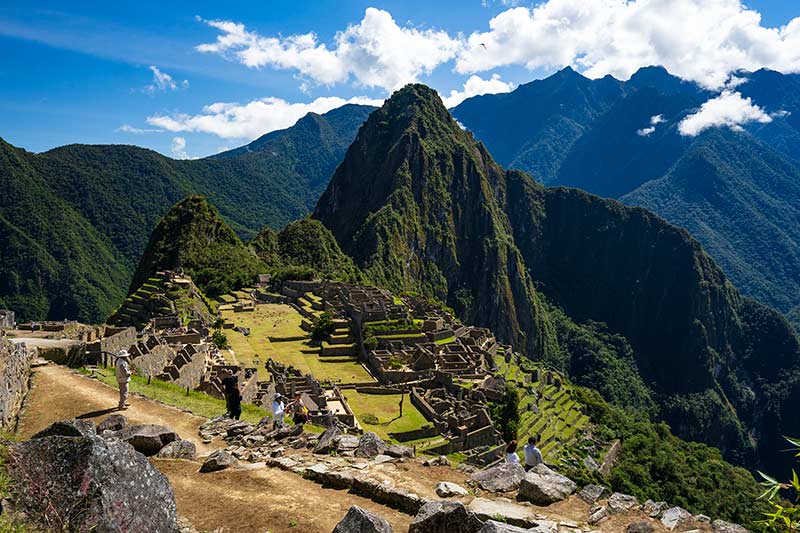 View of Machu Picchu from the lower part of the site
