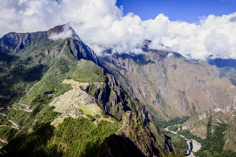 View of the ruins of Machu Picchu from Huayna Picchu